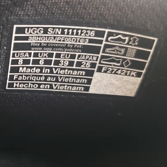UGG Laton Fur Suede Slide Sandal Black Logo Comfy slippers size Women's 8