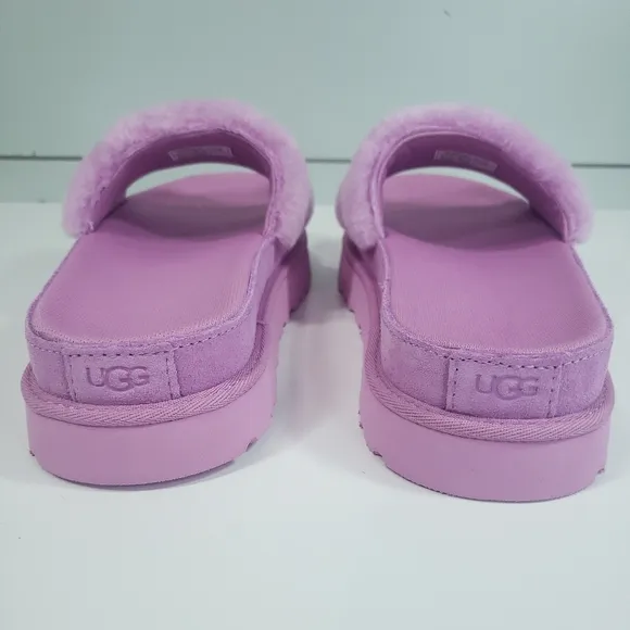 UGG Laton Fur Suede Slide Sandal Wildflower pink LOGO slippers size Women's 8