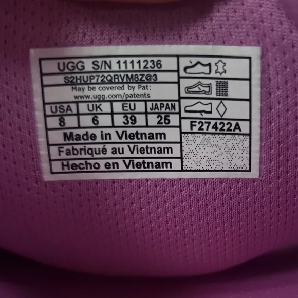 UGG Laton Fur Suede Slide Sandal Wildflower pink LOGO slippers size Women's 8