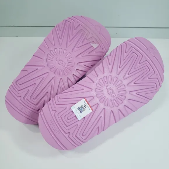 UGG Laton Fur Suede Slide Sandal Wildflower pink LOGO slippers size Women's 8