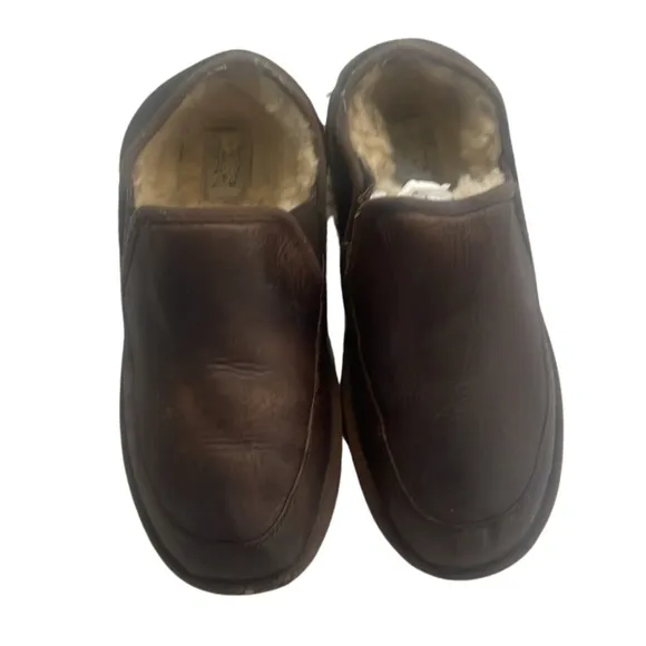 UGG leather men’s fur lined shoes/ slippers