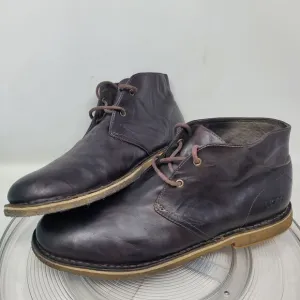 UGG Leighton Brown Waxed Crinkled Leather Chukka Boots Waterproof Mens Sz 12 99%