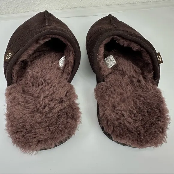UGG Leisure Suede UGG Wool Lamb Fur Lined Slides Slippers Men's Size 10 Brown