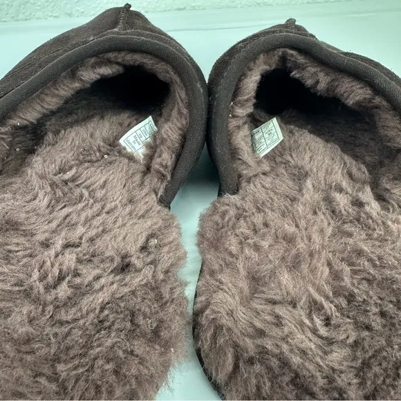 UGG Leisure Suede UGG Wool Lamb Fur Lined Slides Slippers Men's Size 10 Brown
