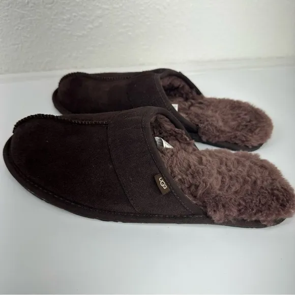 UGG Leisure Suede UGG Wool Lamb Fur Lined Slides Slippers Men's Size 10 Brown