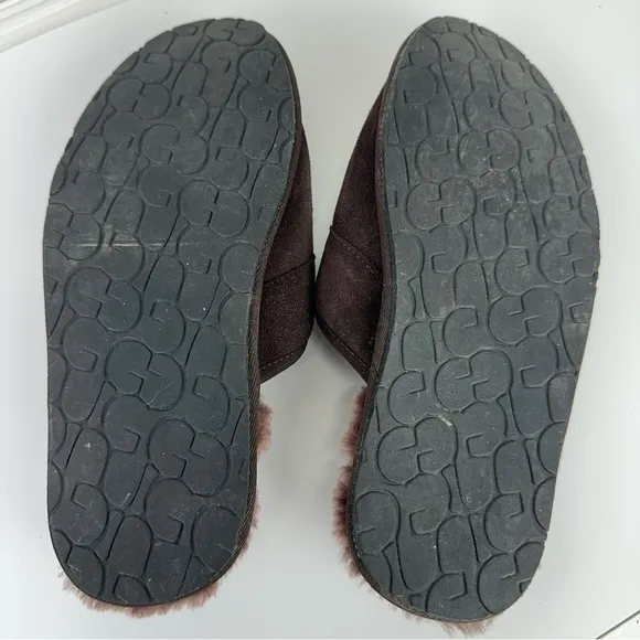 UGG Leisure Suede UGG Wool Lamb Fur Lined Slides Slippers Men's Size 10 Brown