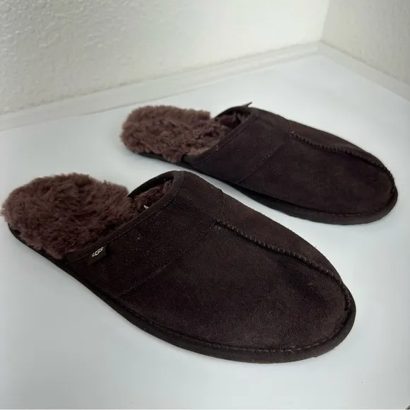 UGG Leisure Suede UGG Wool Lamb Fur Lined Slides Slippers Men's Size 10