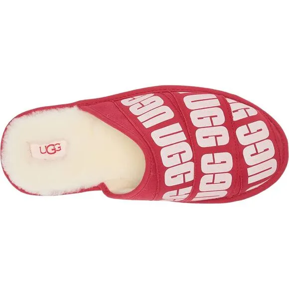 UGG Men Slip On Mule Slippers Scuff Graphic Band Size US 8 Samba Red White