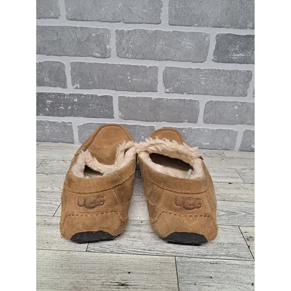 UGG Men's Ascot Slipper Loafer Suede Rubber Sole Slip On Slippers Fur Lined 13