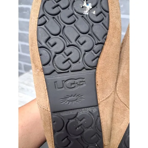 UGG Men's Ascot Slipper Loafer Suede Rubber Sole Slip On Slippers Fur Lined 13