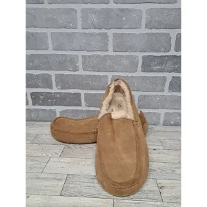 UGG Men's Ascot Slipper Loafer Suede Rubber Sole Slip On Slippers Fur Lined 13