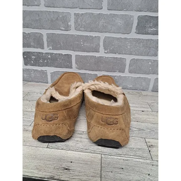 UGG Men's Ascot Slipper Loafer Suede Rubber Sole Slip On Slippers Fur Lined 13