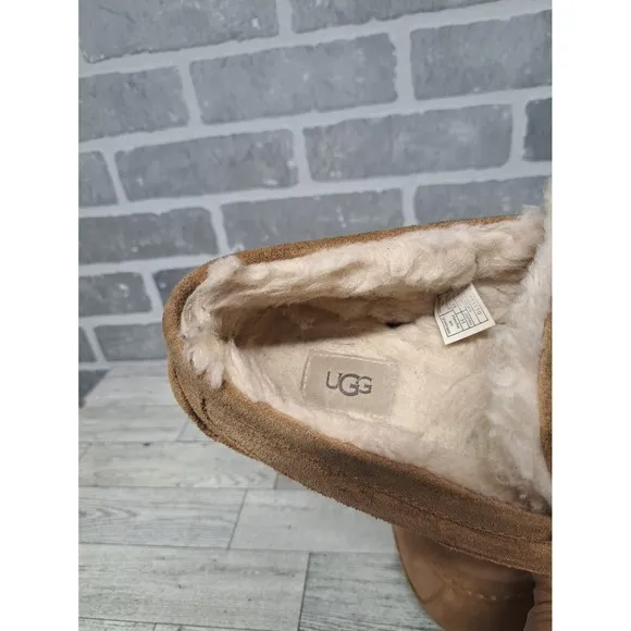 UGG Men's Ascot Slipper Loafer Suede Rubber Sole Slip On Slippers Fur Lined 13