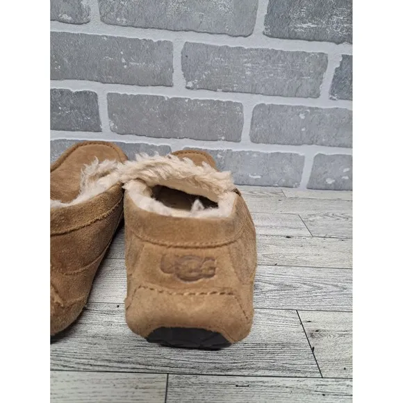UGG Men's Ascot Slipper Loafer Suede Rubber Sole Slip On Slippers Fur Lined 13