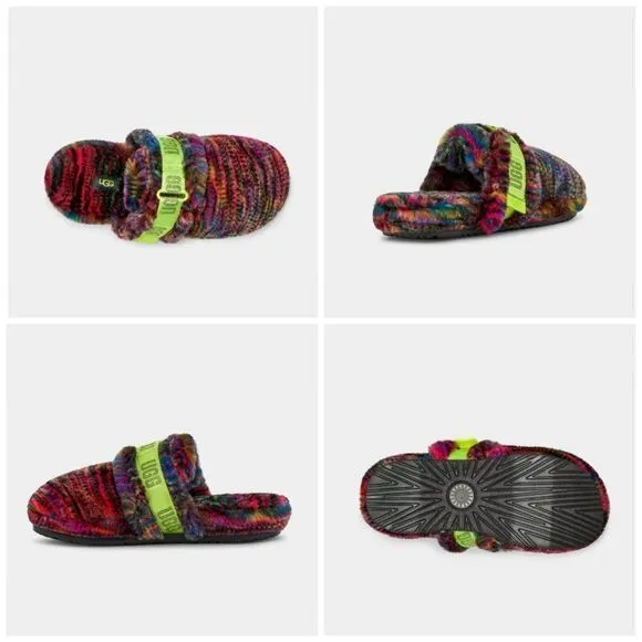 UGG Men's Fluff It Pixelate Faux Fur Slippers Size 9