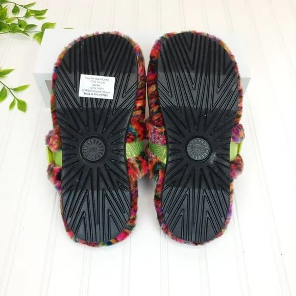 UGG Men's Fluff It Pixelate Faux Fur Slippers Size 9