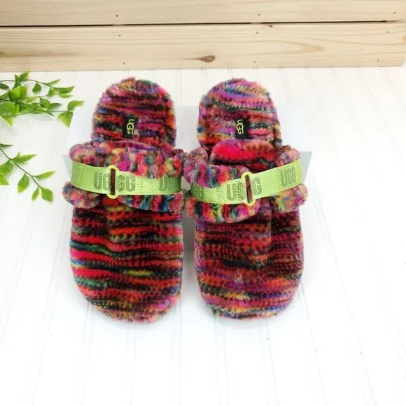 UGG Men's Fluff It Pixelate Faux Fur Slippers Size 9