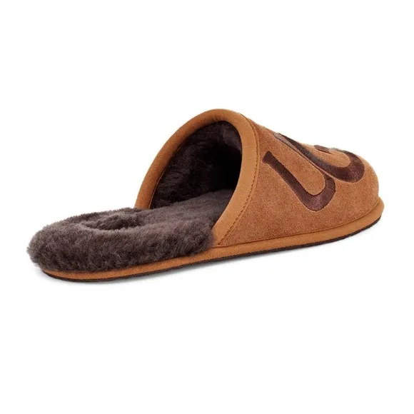 🆕UGG® Men’s Logo Scuff Slipper Chestnut Sz 10