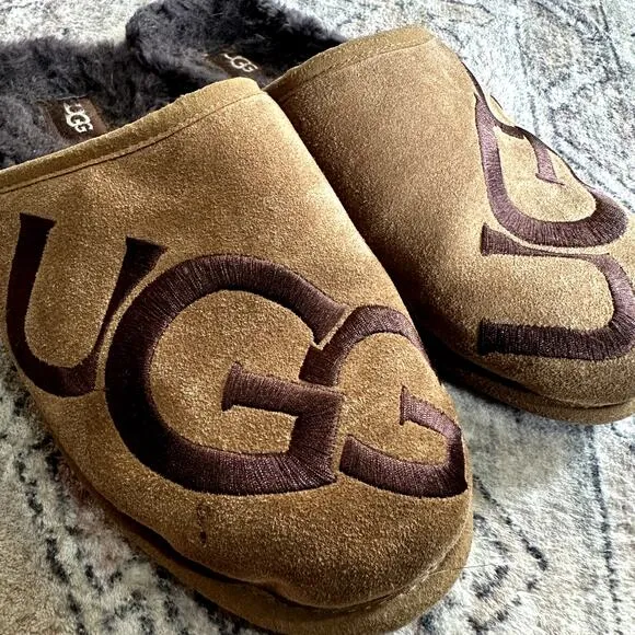 UGG Men's Scuff Logo II Chestnut Espresso Brown Slippers Men's Size 11 RARE