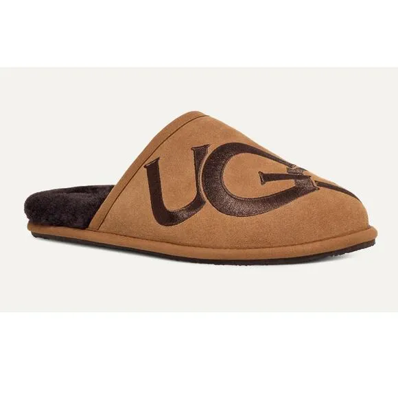UGG Men's Scuff Logo II Chestnut Espresso Brown Slippers Men's Size 11 RARE