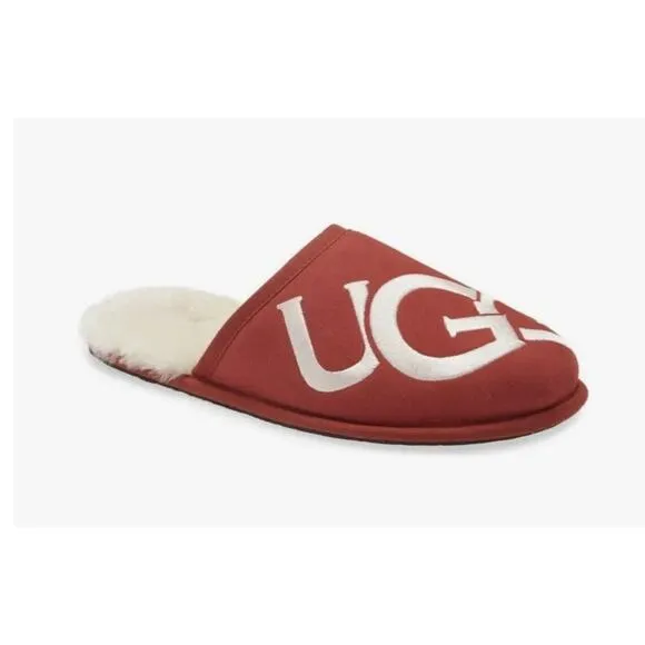 UGG Men's Scuff Logo Slippers Slip-on Red White US Size 12 new!