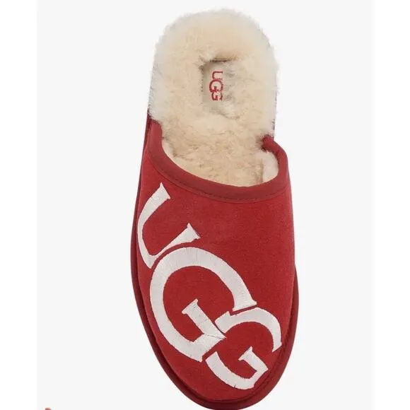 UGG Men's Scuff Logo Slippers Slip-on Red White US Size 12 new!