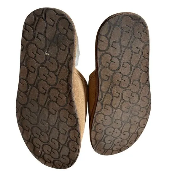 UGG Men's Scuff Suede Chestnut Slippers 1101111 Brown Faux Fur Lined Soft Winter