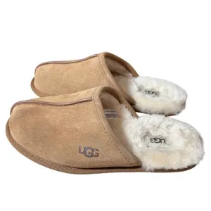 UGG Men's Scuff Suede Chestnut Slippers 1101111 Brown Faux Fur Lined Soft Winter