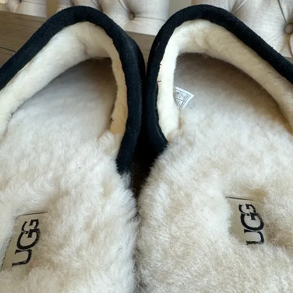 UGG Men's Size 15 Black Suede Scuff Slide NWT Lamb Cozy Comfort Slippers EU 49.5