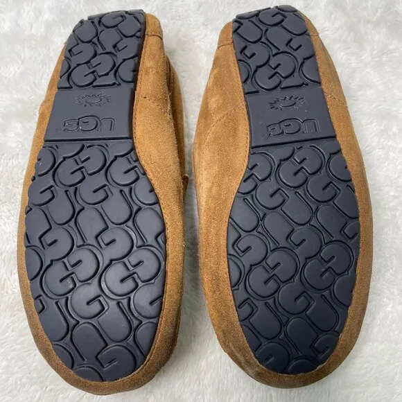 UGG Men's Tan Chestnut Ascot Suede Fur Slippers Shoes Size 12