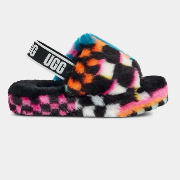 UGG NIB AUTHENTIC FLUFF YEAH KIDS STATEMENT CHECKER PRINT SLIDES.