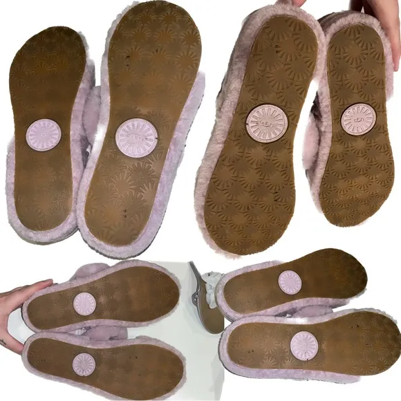 UGG “Oh-Yeah” Baby Pink Sheepskin Platform Wedge Sling Back Slippers Size 10