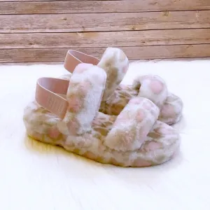 UGG Oh Yeah Panther Print Slide Sandal Slippers In White