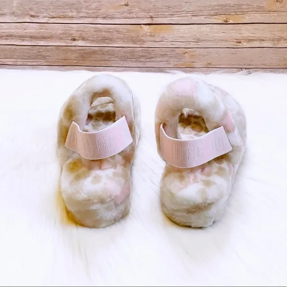 UGG Oh Yeah Panther Print Slide Sandal Slippers In White