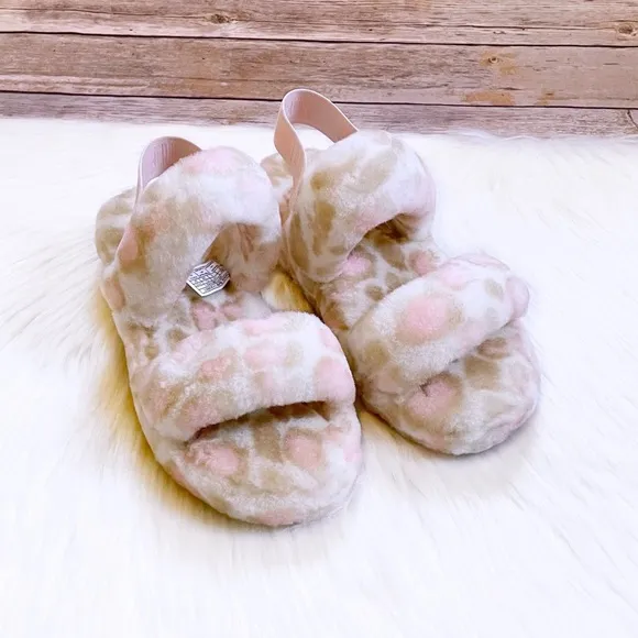 UGG Oh Yeah Panther Print Slide Sandal Slippers In White
