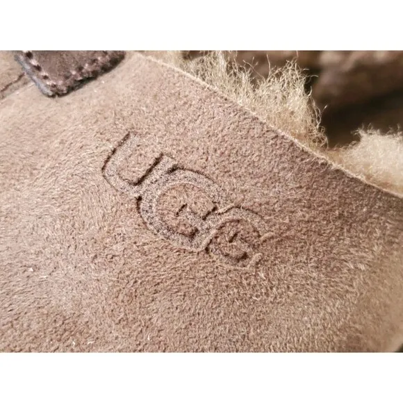 UGG Parkdale Clog Brown Suede Sheepskin Slippers Men US 14/ EUR 48.5 Real Fur