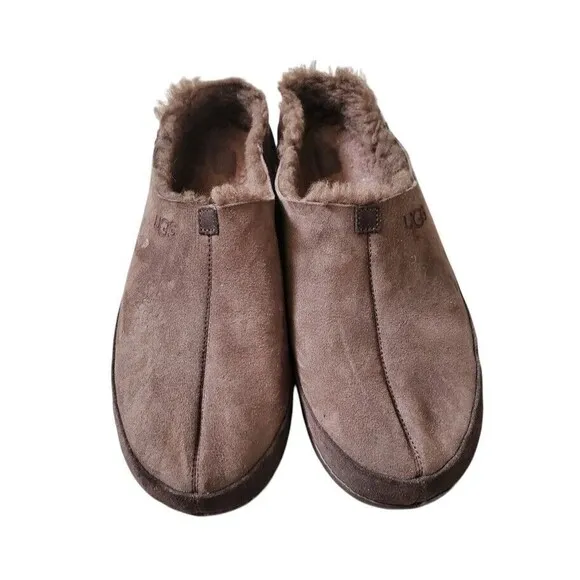 UGG Parkdale Clog Brown Suede Sheepskin Slippers Men US 14/ EUR 48.5 Real Fur