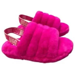 UGG Pink Fluff Yeah stay put strap slide slippers toddlers sz 10