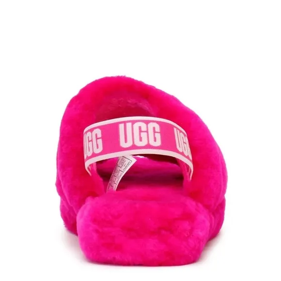 UGG Pink Fluff Yeah stay put strap slide slippers toddlers sz 10