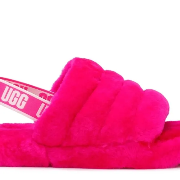 UGG Pink Fluff Yeah stay put strap slide slippers toddlers sz 10