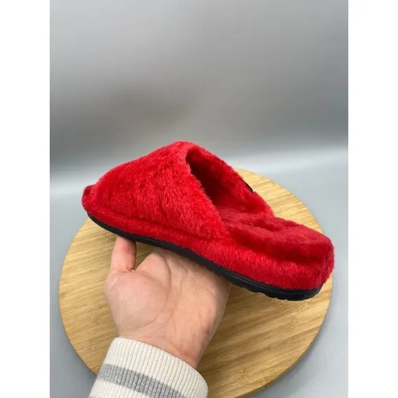 UGG Sandals Mens Size 10 Red Sheepskin Fur Slippers Slip On Wool Slides 1117473