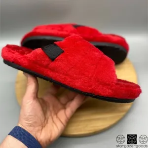 UGG Sandals Mens Size 10 Red Sheepskin Fur Slippers Slip On Wool Slides 1117473