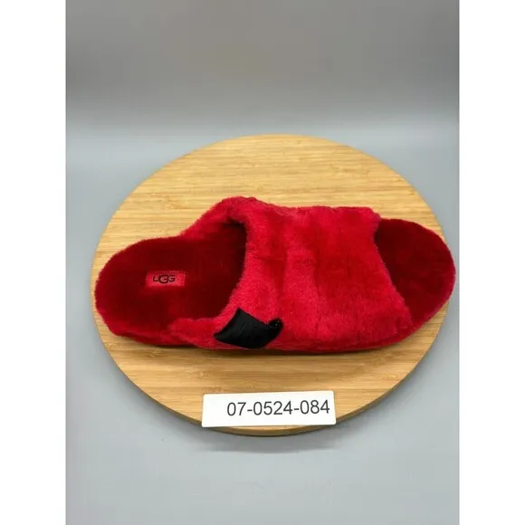 UGG Sandals Mens Size 10 Red Sheepskin Fur Slippers Slip On Wool Slides 1117473