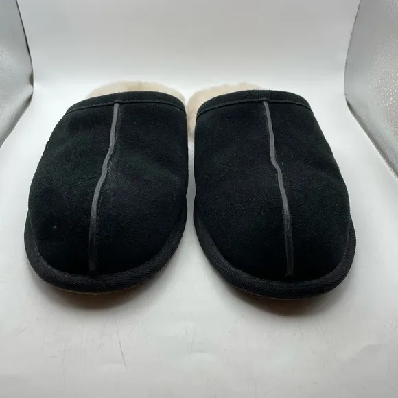 UGG Scuff Black Suede Slippers with Cream Fur Lining size mens 7