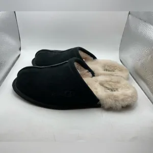 UGG Scuff Black Suede Slippers with Cream Fur Lining size mens 7