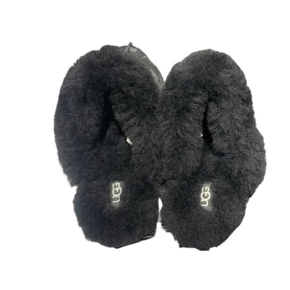 UGG SCUFFETTE II Floral Foil Slippers SZ 9 US black and sliver