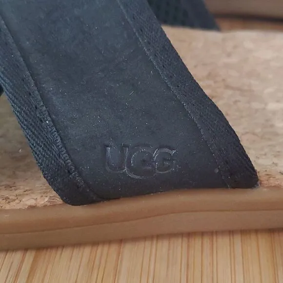 UGG Seaside Slide Cowhide Black Slippers Men's Size 10 Style # 1092172-BLK