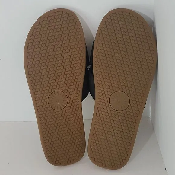 UGG Seaside Slide Cowhide Black Slippers Men's Size 10 Style # 1092172-BLK