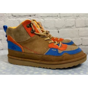 UGG Suede Hiker Boots Color Block Lace Up Ankle Boots Casual Shoes Size 5 Youth