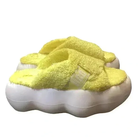 Ugg Sugarcloud Womens 9 Slide Platform Sandals Yellow Terry Slippers Shoes NEW
